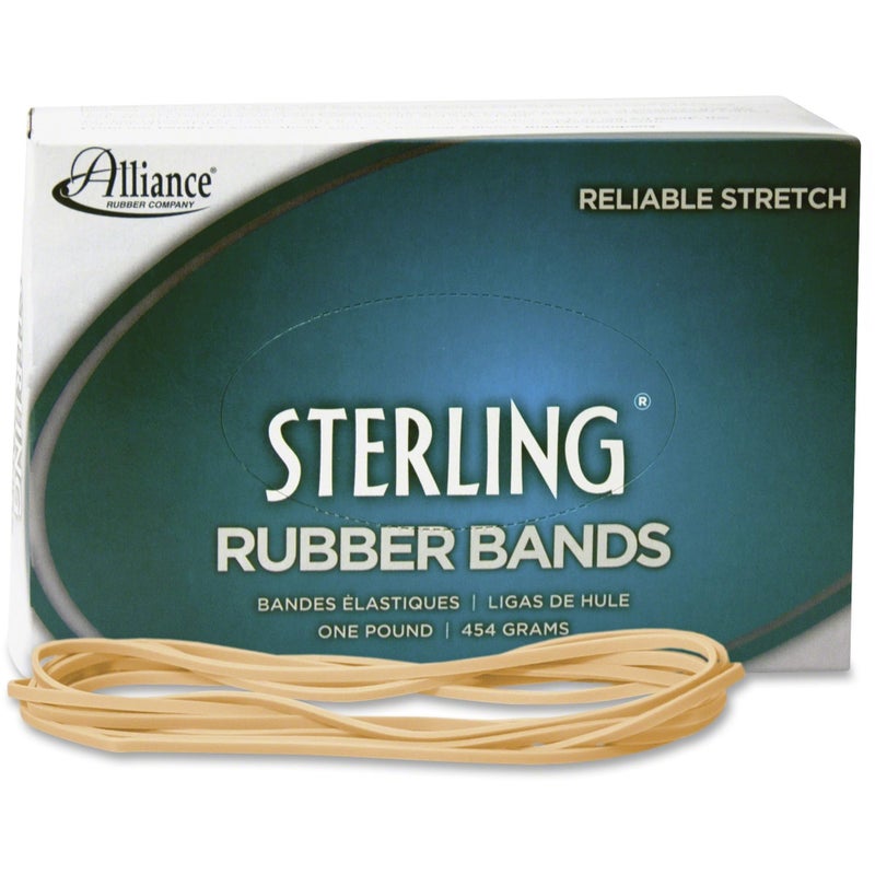 Alliance Rubber 25405 Sterling Rubber Bands Size #117B, 1 Pound Box Contains Approx. 250 Bands (7" x 1/8", Natural Crepe) Beige - Image 1